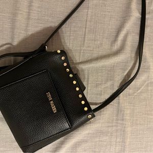 Small black leather handbag